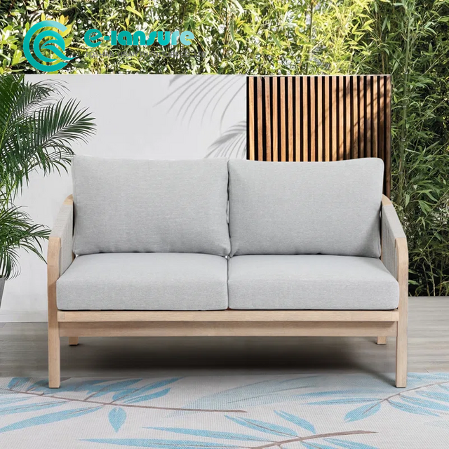 Simple Style Garden Furniture Teakwood Sofa Set High Quality Patio Sofa With Waterproof Cushion for Home Hotel Balcony