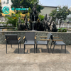 Simple Style Aluminum Outdoor Furniture All Weather Fabric Dining Chair With Wood Armrest Garden Patio Chair for Hotel Restaurant