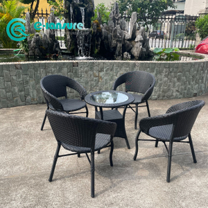 Modern Outdoor Dining Furniture Rattan Dining Set Durable Aluminum Frame Dining Chair at Round Table para sa Home Garden Courtyard