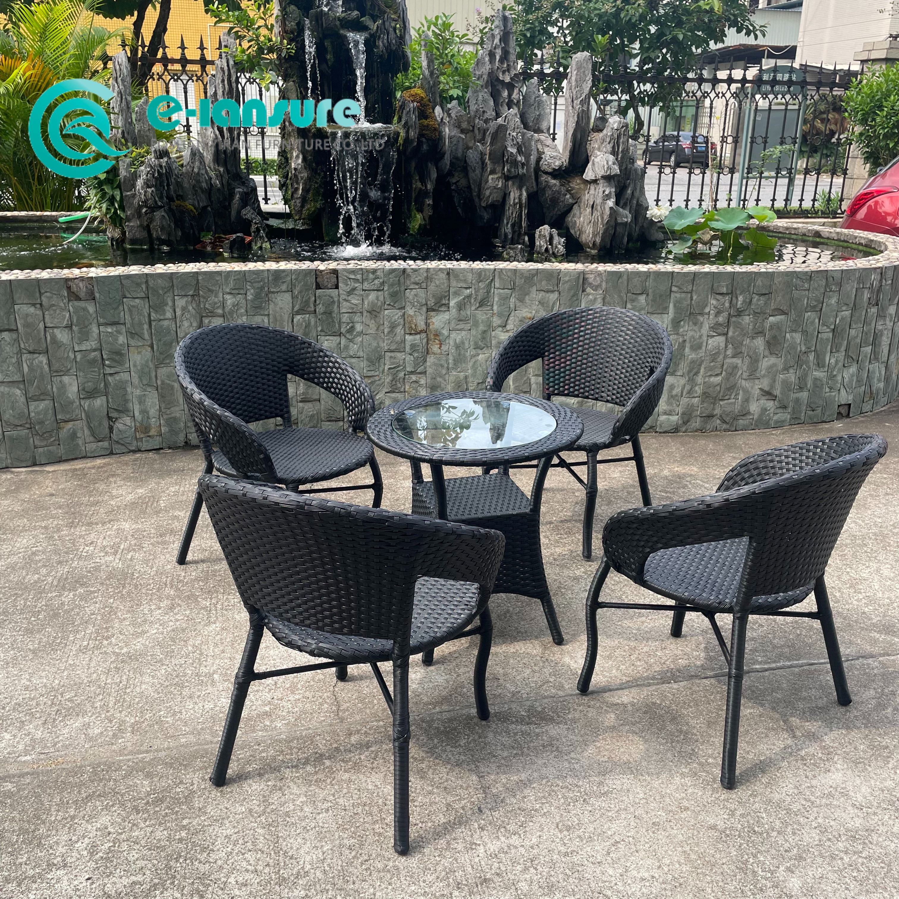 Modern Outdoor Dining Furniture Rattan Dining Set Durable Aluminum Frame Dining Chair And Round Table for Home Garden Courtyard