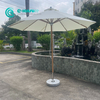 Modern Wholesale Garden Umbrella Aluminum Frame With Wood Finish All Weather Fabric Patio Parasol With Marble Base for Hotel Resort Beach