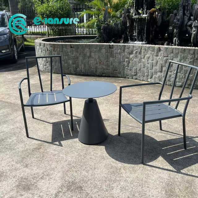 Minimalist Garden Furniture Aluminum Frame Dining Chair With Round Coffee Table Outdoor Dining Set for Home Hotel Balcony