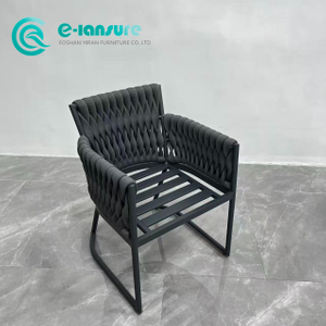 Simple Style Outdoor Dining Furniture Aluminum Frame with Black Rope Woven Dining Chair For Hotel Garden Courtyard
