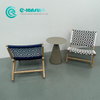 Minimalist Outdoor Furniture Wood Frame Rattan Chair Garden Leisure Sofa Chair With Coffee Table Set for Villa Courtyard Restaurant