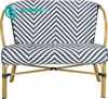 Simple Nordic Outdoor Furniture Aluminum Frame Bench Chair Stylish Blue And White PE Rattan Long Sofa Chair for Villa Garden Patio
