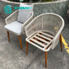 Classic Style Outdoor Teakwood Furniture Aluminum Frame Dining Chair with Teak Leg Woven Rope Garden Chair for Home Hotel Restaurant