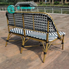 Contemporary Outdoor Furniture Durable Aluminum Frame Garden Bench Chair Stylish Woven Rattan Long Bench for Courtyard Restaurant
