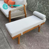 Retro Style Outdoor Garden Furniture Teak Wood Sofa Set Patio Wood Sofa Chair With Coffee Table And Ottoman for Home Villa Courtyard