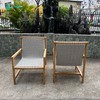 Garden Dining Chair Teak Wood Frame Garden Lounge Chair With Woven Rope