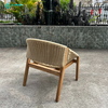 Pastoral Style Outdoor Lounge Chair Teakwood Frame Leisure Chair With Woven Rattan 