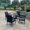 Classical Style Garden Furniture Quality Aluminum Frame Dining Chair And Table Black Rattan 4+1 Dining Set for Outdoor Patio Restaurant