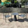 Minimalist Garden Furniture Aluminum Frame Dining Chair With Round Coffee Table Outdoor Dining Set for Home Hotel Balcony