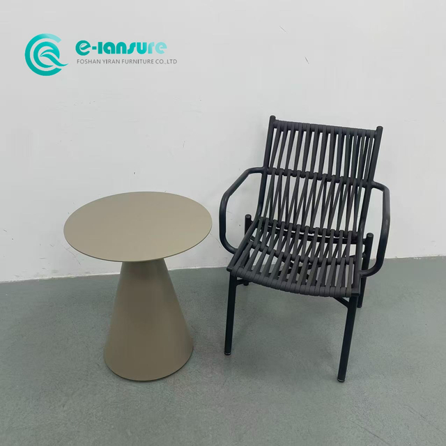 Minimalist Outdoor Furniture Quality Aluminum Dining Chair Garden Leisure Woven Rope Singe Chair With Coffee Table Set for Home Balcony