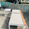 Simple Style Outdoor Garden Furniture Aluminum Sunbed with Textilene Fabric Poolside Teakwood Sun Lounger For Garden Courtyard