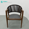 Retro Patio Garden Furniture Quality Aluminum Frame with Wood Finish Dining Chair Woven Rope Single Chair for Home Villa Resort