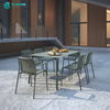 Minimalist Garden Furniture Powder Coated Aluminum Frame Dining Table And Chair Patio Dining Set for Villa Home Coffe Shop