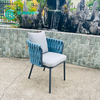 Elegant Garden Dining Furniture Aluminum Frame Dining Chair Woven Rope Patio Chair With Waterproof Cushion For Villa Courtyard