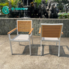 Outdoor Restaurant Furniture Aluminum Frame With Wood Armrest And Backrest Dining Chair Garden Chair for Home Hotel Patio Courtyard