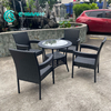 Classical Style Garden Furniture Quality Aluminum Frame Dining Chair And Table Black Rattan 4+1 Dining Set for Outdoor Patio Restaurant