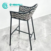 Wholesale Minimalist Outdoor Garden Furniture Aluminum Bar Chair Set All Weather Woven Rope Bar Stool For Hotel Poolside