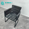 Simple Style Outdoor Dining Furniture Aluminum Frame with Black Rope Woven Dining Chair For Hotel Garden Courtyard