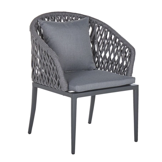 Cross weaved grey rope aluminum dining chair