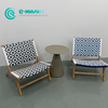 Minimalist Outdoor Furniture Wood Frame Rattan Chair Garden Leisure Sofa Chair With Coffee Table Set for Villa Courtyard Restaurant