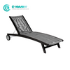 Wholesale Garden Furniture Aluminum Frame Sun Lounger Woven Rope Chaise Lounge Chair Poolside Sunbed with Wheels for Hotel Resort