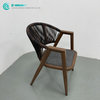 Retro Patio Garden Furniture Quality Aluminum Frame with Wood Finish Dining Chair Woven Rope Single Chair for Home Villa Resort
