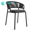Modern Outdoor Dining Furniture Aluminum Frame Garden Chair Woven Rope Dining Chair With All Weather Fabric for Villa Hotel Courtyard
