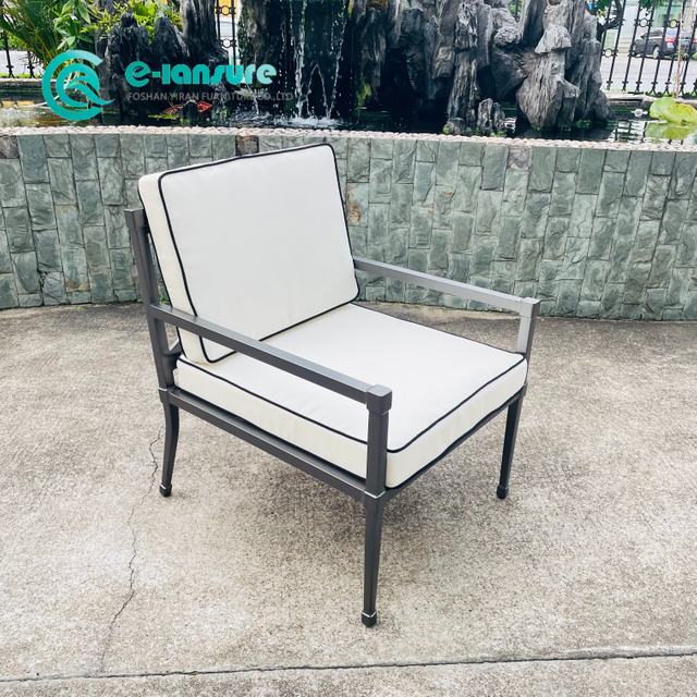 Outdoor Leisure Furniture Aluminum Frame Lounge Chair Set Garden Single Chair With Suqare Ottoman for Home Patio Courtyard