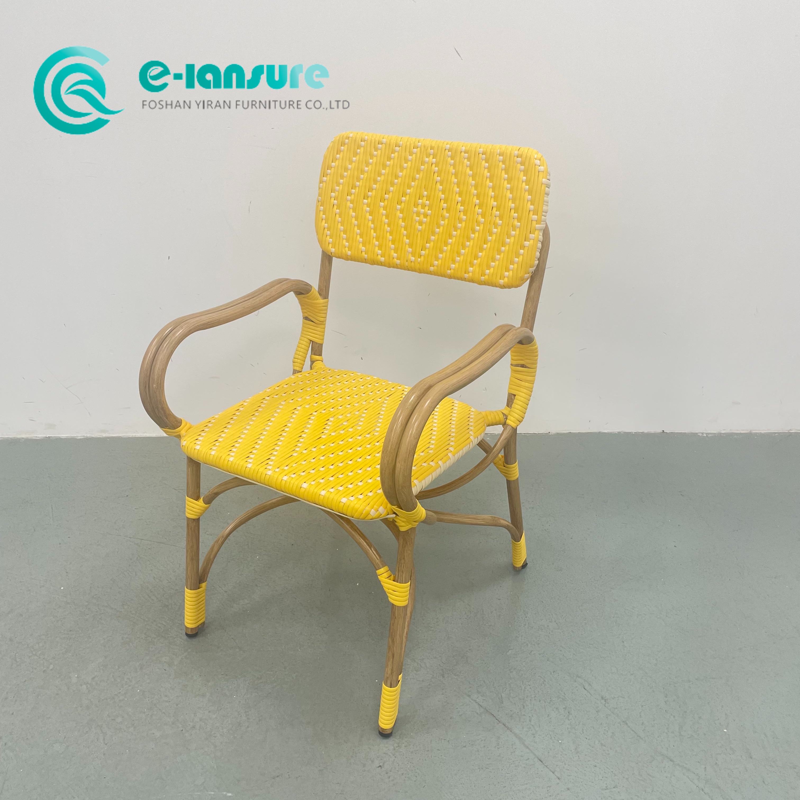High Quality Factory Direct Garden Rattan Chair Aluminum Frame Dining Chair Patio Armrest Chair for Home Courtyard