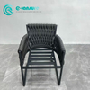 Simple Style Outdoor Dining Furniture Aluminum Frame with Black Rope Woven Dining Chair For Hotel Garden Courtyard