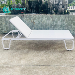 New Design Minimalist Outdoor Sun Lounger Aluminum Frame Chaise Lounge Chair Foldable Leg Garden Sunbed for Home Hotel Courtyard