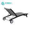 Wholesale Garden Furniture Aluminum Frame Sun Lounger Woven Rope Chaise Lounge Chair Poolside Sunbed with Wheels for Hotel Resort