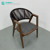 Retro Patio Garden Furniture Quality Aluminum Frame with Wood Finish Dining Chair Woven Rope Single Chair for Home Villa Resort