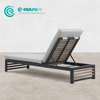 Minimalist Outdoor Furniture Durable Aluminum Frame Sun Lounger Solid Teak Wood Chaise Lounge Chair Poolside Sunbed for Home Patio