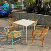 Factory Outdoor Dining Furniture Quality Tiger Powder Coating Aluminum Frame And Rattan Dining Chair Unique Patio Dining Set for Garden Restaurant