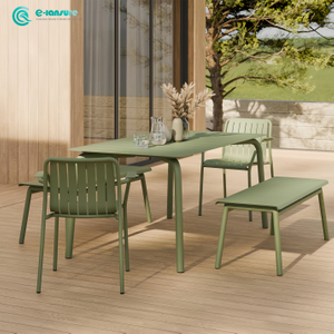 Minimalist Garden Furniture Powder Coated Aluminum Frame Dining Table And Chair Patio Dining Set for Villa Home Coffe Shop