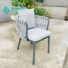 Elegant Garden Dining Furniture Aluminum Frame Dining Chair Woven Rope Patio Chair With Waterproof Cushion For Villa Courtyard