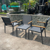 Simple Style Aluminum Outdoor Furniture All Weather Fabric Dining Chair With Wood Armrest Garden Patio Chair for Hotel Restaurant