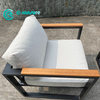 Factory Modern Sofa Furniture Quality Aluminum Frame Sofa with Wood Armrest Patio Sofa Set for Home Garden Courtyard