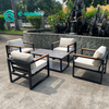 Factory Modern Sofa Furniture Quality Aluminum Frame Sofa with Wood Armrest Patio Sofa Set for Home Garden Courtyard
