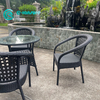 Factory Wholesale Outdoor Dining Furniture Garden Aluminum Frame Dining Chair With Table Rattan 4+1 Dining Set for Hotel Patio
