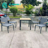 Modern Outdoor Dining Furniture Aluminum Frame Dining Chair with Wood Armrest 4+1 Patio Dining Set for Hotel Garden Restaurant