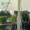 Đồ nội thất sân vườn tối giản hồ bơi bên cạnh ô dù chất lượng khung bằng nhôm màu trắng patio patio với cơ sở bằng đá cẩm thạch cho nhà hàng ngoài trời