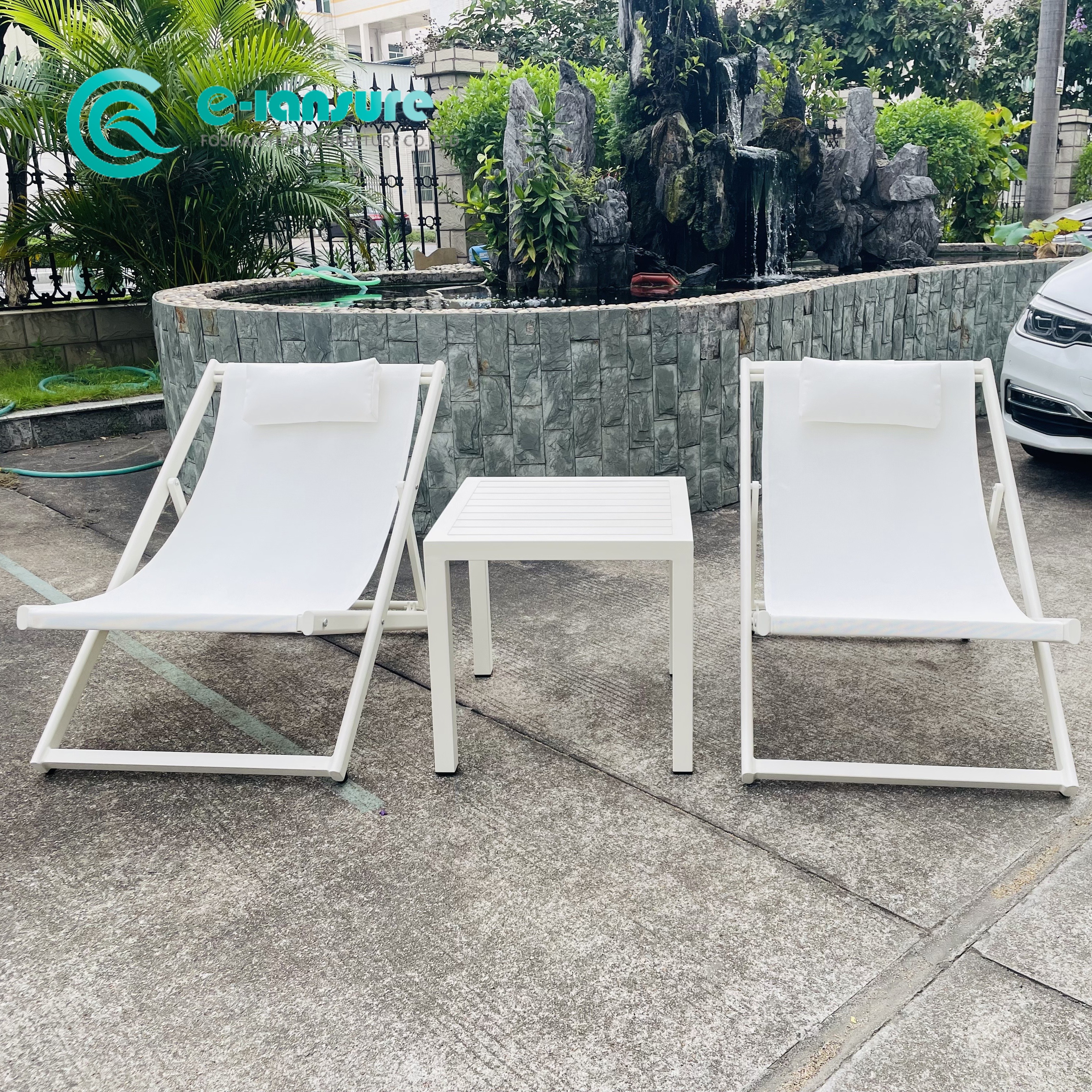 Simple Style Outdoor Garden Furniture Quality Aluminum Frame Folding Chair With Coffee Table Set Patio Leisure Chair Set for Home Hotel