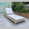 Simple Style Outdoor Garden Furniture Teak Wood Frame Sun Lounger Solid Wood Sunbed Patio Poolside Chaise Lounge Chair for Villa Resort