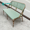 Contemporary Outdoor Furniture Durable Aluminum Frame Garden Bench Chair Stylish Woven Rattan Long Bench for Courtyard Restaurant