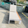 Simple Style Outdoor Garden Furniture Aluminum Sunbed with Textilene Fabric Poolside Teakwood Sun Lounger For Garden Courtyard